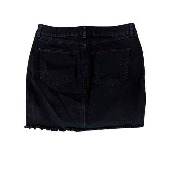 Rewash Brand Black, Distressed, Raw Hem Grunge Goth Mini Skirt - Picture 2 of 4
